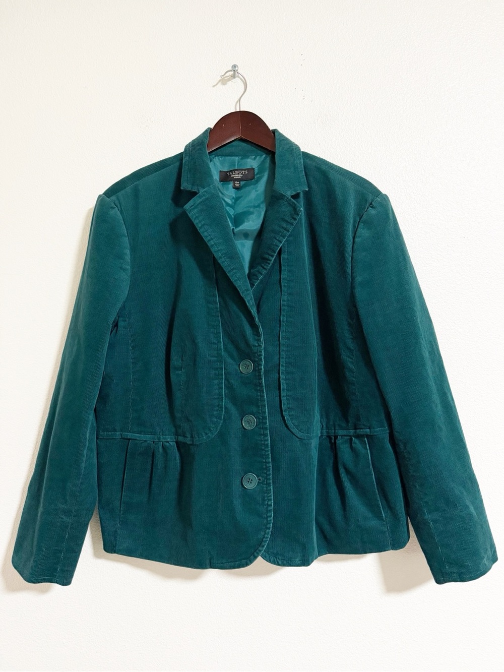 Talbots Corduroy Peplum Jacket Teal Size 16W